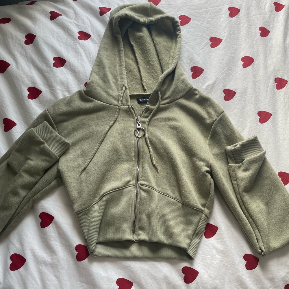 Y2K Cropped Zip Up Hoodie